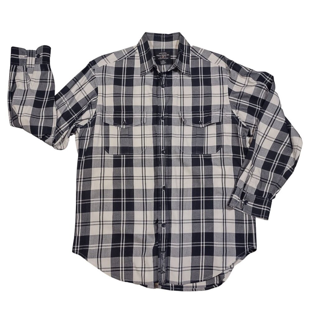 Ralph Lauren Polo Jeans Co Mens Plaid Shirt Button Front 2 Pocket Medium